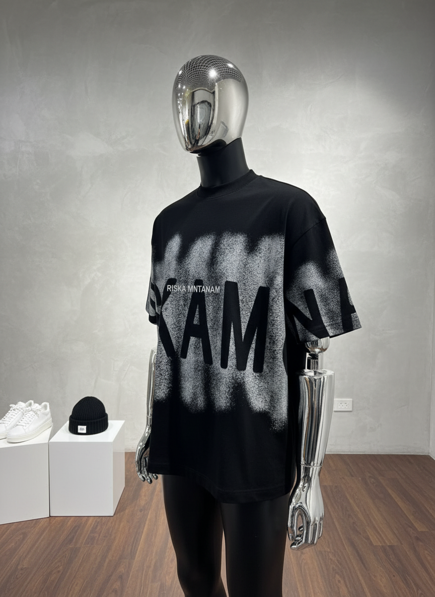 Black RISKA MNTANAM t-shirt on mannequin