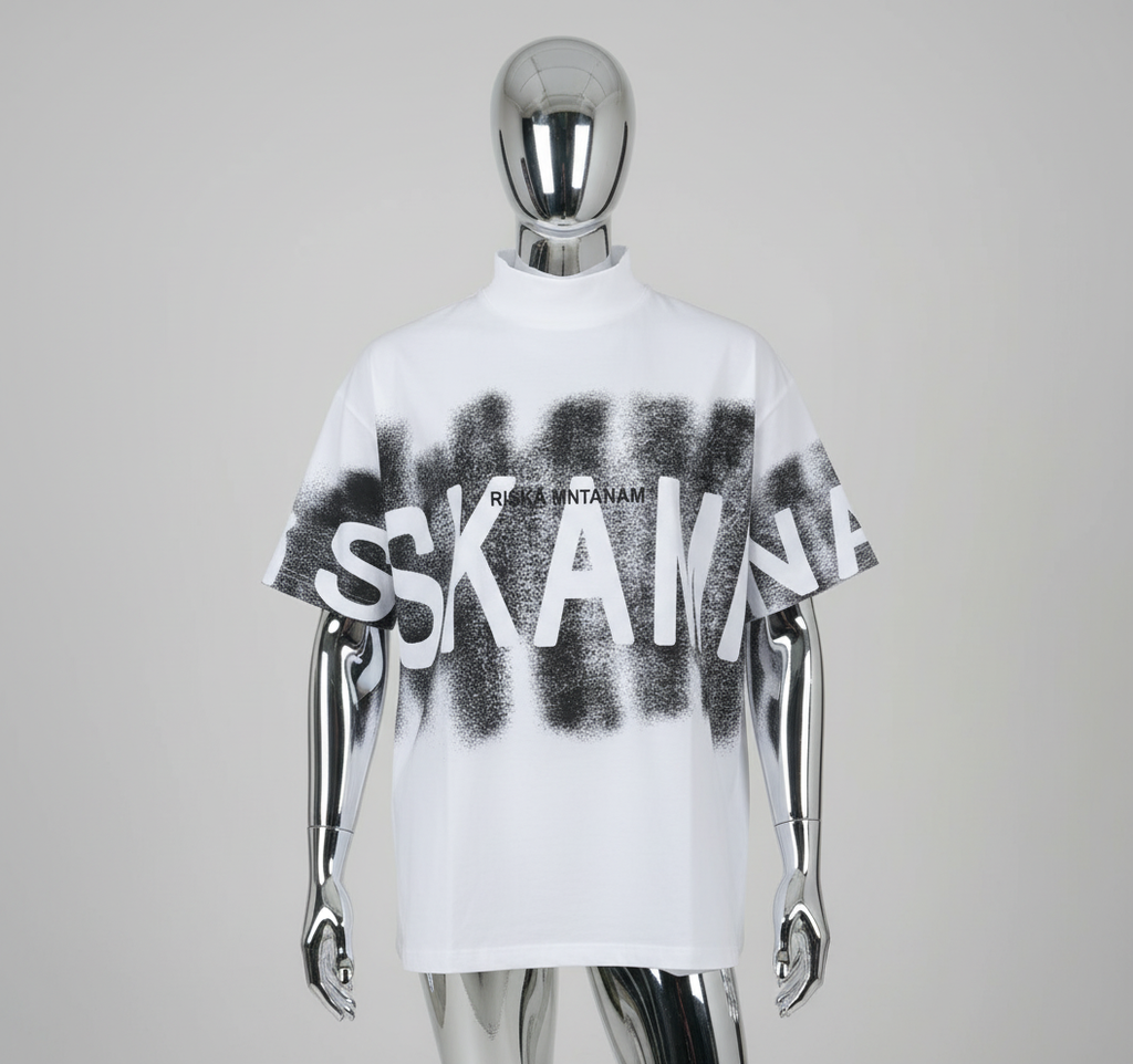 White RISKA MNTANAM T-shirt on Mannequin